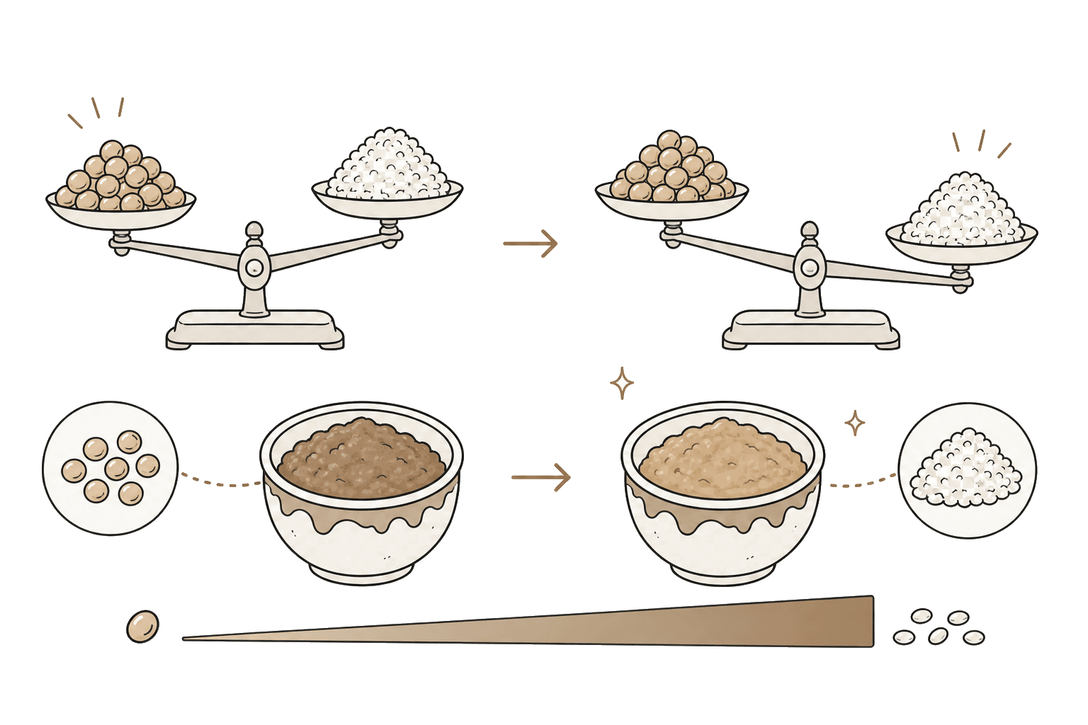 Illustration of Koji-buai (Koji ratio)