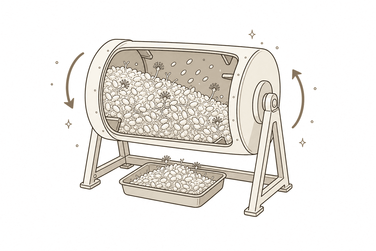 Illustration of Rotary Drum Koji Making