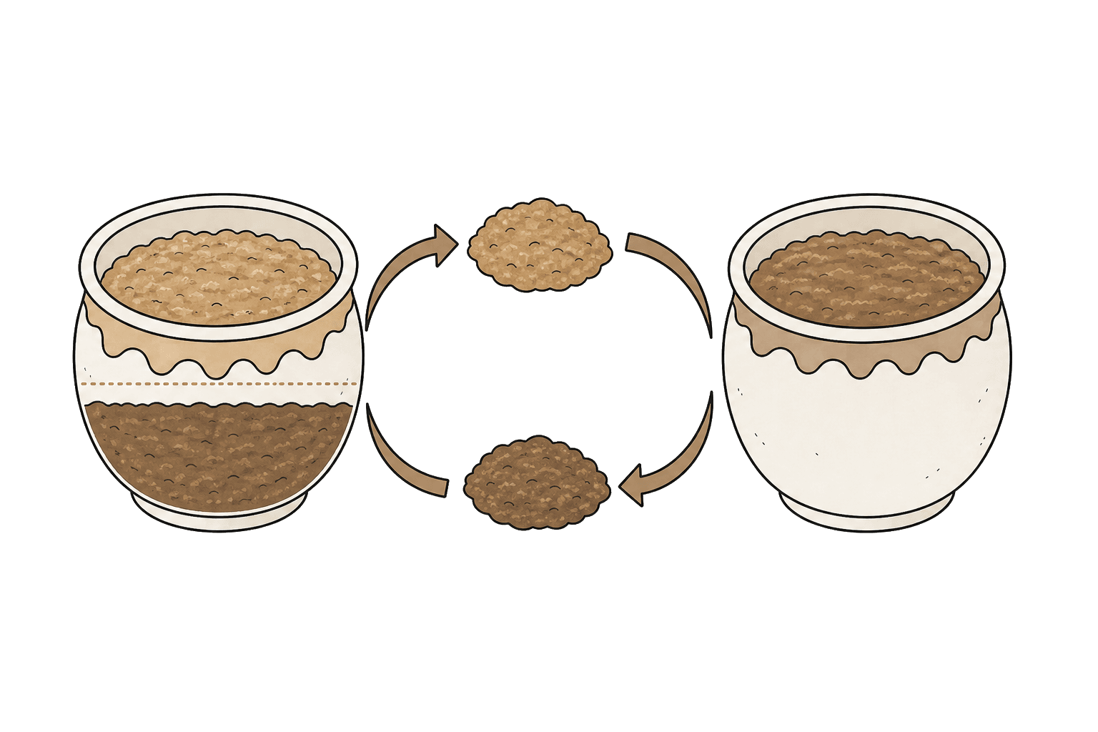 Illustration of Tenchi-gaeshi (Top-bottom turning)